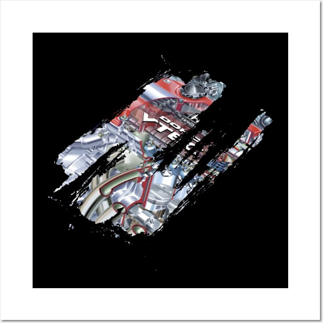 Honda VTEC Engine Torn Wall Art by gaplexio